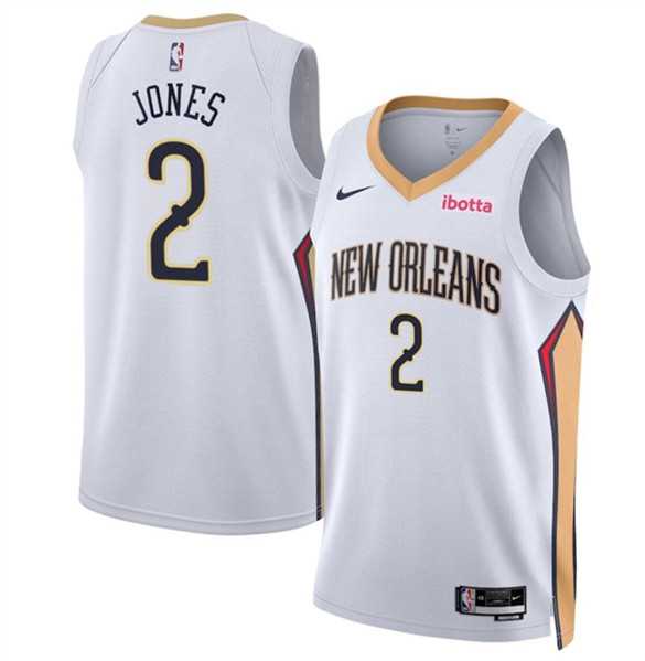 Mens New Orleans Pelicans #2 Herb Jones White 2024 Association Edition Stitched Basketball Jersey Dzhi